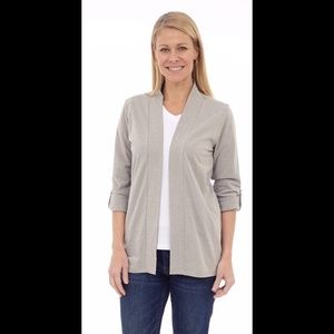 🎄 Gray Roll-Up Sleeve Open Cardigan